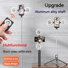 Ganbao Iki Işıklı Bluetooth Uyumlu Taşınabilir Selfie Çubuğu 1.6m Estabilizador Celular Tripod, Akıllı Telefon Için Dolgu Işığıyla Makyaj Video Canlı (Yurt Dışından)