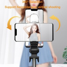 Ganbao A-Siyah Bluetooth Uyumlu Kablosuz Selfie Çubuğu Mini Tripod Ios Android Telefon Için Dolgu Işığı ile Uzatılabilir Monopod Uzaktan Deklanşör (Yurt Dışından)