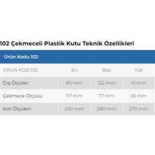 Sembol 102 Plastik Çekmeceli Kutu 7,7 x 11,7 x 3,6 cm 25'li
