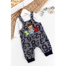 Babymod Erkek Bebek Tulum Salopet Takım Gri Renkli Pamuk Kumaş ile Regular Fit Günlük Stil