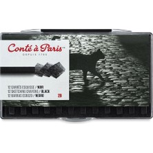 Conte A Paris Carre Çubuk Taslak Boyası Seti Plastik Kutu 12 Adet Black 2b