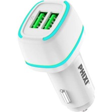 Ledoren Force Çift Çıkışlı Fast Lightning USB Kablolu Araç Şarj Cihazı Iphone Uyumlu QCC571LW