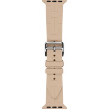 Smcase Apple Watch 7 45MM Kordon Katman Görünüm Spor Silikon KRD92 Kahverengi Açık