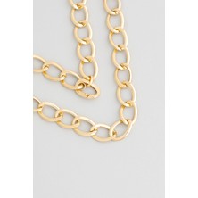 Modern Tasarım 18 Ayar Sarı Altın Kaplama 44 cm Gümüş Zincir Kolye