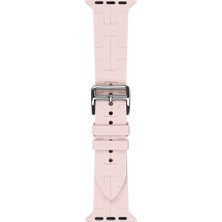 Dlrcase Apple Watch 4 5 38MM Kordon Katman Görünüm Spor Silikon KRD92 Açık Pembe