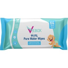 Vebox Pure Water Wipes Yenidoğan Islak Bebek Bakım Havlusu 64'lü X16 (1024 Yaprak)