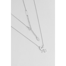 Güçlü Bff 18 Ayar Beyaz Altın Kaplama 48 cm Gümüş Arkadaş Kolyesi