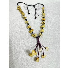 Doğal Taş Dünyası Sertifikalı Sitrin Doğal Taş El Yapımı Tasarım Kolye