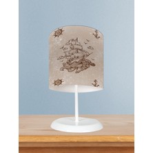 Mekta Home Bebek ve Çocuk Odası Korsan Gemi ve Dümen Desenli Abajur