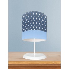 Mekta Home Bebek ve Çocuk Odası Gri ve Mavi Bulut Desenli Abajur