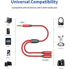 Jsaux 3,5 mm Jack Aux Ikili Çoklayıcı Kulaklık Çoklayıcı Ses Adaptörü CM0003 Kırmızı