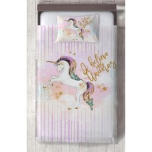 Mekta Home Bebek ve Çocuk Odası Yıldızlı Unicorn Desenli Yatak Örtüsü