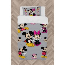 Mekta Home Bebek ve Çocuk Odası Mickey ve Minnie Mause Desenli Seksekli Nevresim Takımı