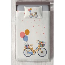 Mekta Home Bebek ve Çocuk Odası Bisikletli Balon Desenli Yatak Örtüsü