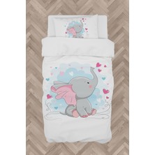 Mekta Home Bebek ve Çocuk Odası Kalpli ve Küçük Fil Desenli Nevresim Takımı