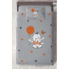 Mekta Home Bebek ve Çocuk Odası Turncu Filli Balon Desenli Yatak Örtüsü