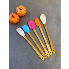 Kitchen Crazy Bambu Saplı 5 Parça Mini Silikon Spatula Kaşık Fırça Seti SHYL654231