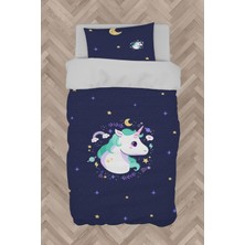 Mekta Home Bebek ve Çocuk Odası Lacivert Unicorn Desenli Nevresim Takımı
