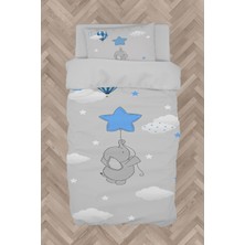Mekta Home Bebek ve Çocuk Odası Mavi Yıldızlı Fil Desenli Nevresim Takımı