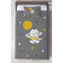 Mekta Home Bebek ve Çocuk Odası Sarı Filli Balon Desenli Yatak Örtüsü