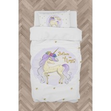 Mekta Home Bebek ve Çocuk Odası Yıldızlı Mavi Unicorn Desenli Nevresim Takımı