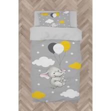 Mekta Home Bebek ve Çocuk Odası Tatlı Fil ve 3 Balon Desenli Nevresim Takımı