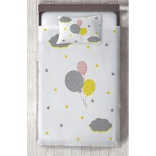 Mekta Home Bebek ve Çocuk Odası Üç Renkli Balon Desenli Yatak Örtüsü