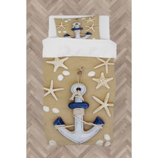 Mekta Home Bebek ve Çocuk Odası Kahverengi Çapa Desenli Nevresim Takımı