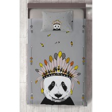 Mekta Home Bebek ve Çocuk Odası Kızılderili Panda Desenli Yatak Örtüsü