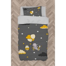 Mekta Home Bebek ve Çocuk Odası Sarı Bulutlu ve Bisikletli Fil Desenli Nevresim Takımı