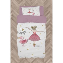 Mekta Home Bebek ve Çocuk Odası Pembe Balerin ve Kuğu Desenli Nevresim Takımı