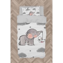 Mekta Home Bebek ve Çocuk Odası Tavşan Taşıyan Fil Desenli Nevresim Takımı