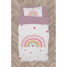Mekta Home Bebek ve Çocuk Odası Gökkuşağı ve Kalp Desenli Nevresim Takımı