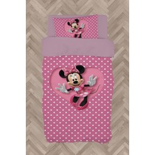 Mekta Home Bebek ve Çocuk Odası Büyük Kalpli Minnie Mause Desenli Nevresim Takımı