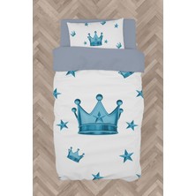 Mekta Home Bebek ve Çocuk Odası Mavi Kral Taç Desenli Nevresim Takımı