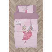 Mekta Home Bebek ve Çocuk Odası Balerin Kız ve Eyfel Kulesi Desenli Nevresim Takımı