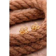 Sümer Telkari Çift Sonsuzluk Mini Altın Kaplama Gümüş Küpe 6824