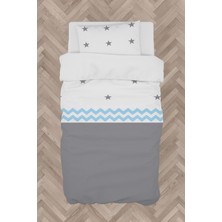 Mekta Home Bebek ve Çocuk Odası Gri Mavi Yıldız Desenli Nevresim Takımı