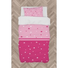 Mekta Home Bebek ve Çocuk Odası Iki Renkli Yıldızlı Pembe Nevresim Takımı