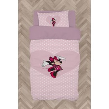 Mekta Home Bebek ve Çocuk Odası Büyük Kalpli Minnie Mause ve Puantiyeli Nevresim Takımı