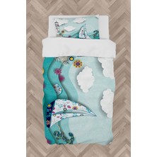 Mekta Home Bebek ve Çocuk Odası Deniz Feneri ve Yelken Desenli Nevresim Takımı