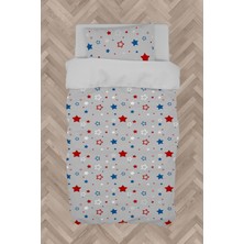 Mekta Home Bebek ve Çocuk Odası Beyaz Bulut ve Yıldızlı Çerçeveli Nevresim Takımı