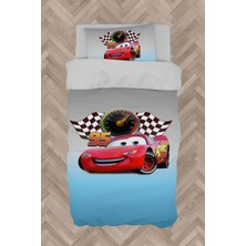 Mekta Home Bebek ve Çocuk Odası Gri Mavi Mcqueen Desenli Nevresim Takımı