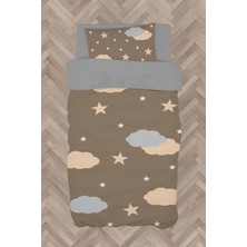 Mekta Home Bebek ve Çocuk Odası Sarı Gri Bulutlar Desenli Nevresim Takımı