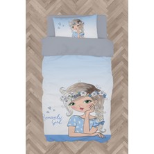 Mekta Home Bebek ve Çocuk Odası Romantic Girl Desenli Mavi Nevresim Takımı