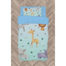 Mekta Home Bebek ve Çocuk Odası Safari Desenli Mavi Nevresim Takımı