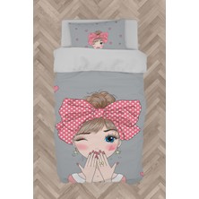 Mekta Home Bebek ve Çocuk Odası Fiyonklu Kız Desenli Nevresim Takımı