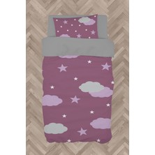 Mekta Home Bebek ve Çocuk Odası Lila Bulut Desenli Nevresim Takımı
