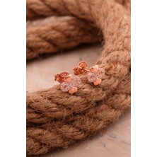 Sümer Telkari Kalp Sonsuzluk Mini Rose Gümüş Küpe 6826