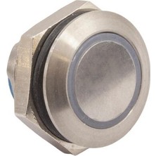 Apem 19MM Düz Işıklı Yaylı Metal Buton - AV9SLD248